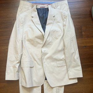 Tommy Hilfiger Men's Chambray Suit 46R Tan, pants 40x30